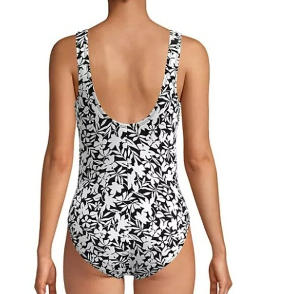 Women's NWT Lands' End Scoop Neck Floral One-Piece Swimsuit‎ Size XS - Picture 2 of 7